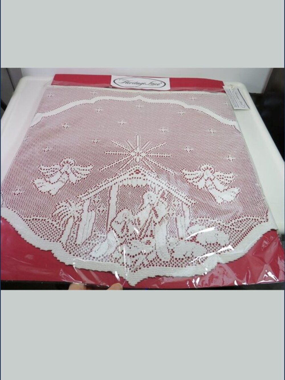 NWT Heritage Lace Silent Night Nativity Mantle Scarf White Christmas Decor 19x90